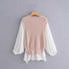 Mock Two-piece Chiffon Panel Sweater