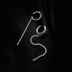 Rhinestone Bar Asymmetrical Earring 1 Pair - Earring - Asymmetrical Tassel - Silver - One Size