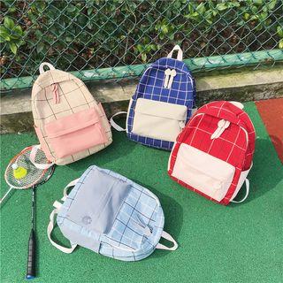 Plaid Zip Canvas Backpack