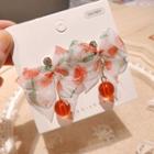 Peach Print Bow Earring 1 Pair - 01 - As Shown In Figure - One Size
