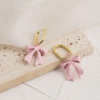 Bow Drop Earrings Pink - One Size