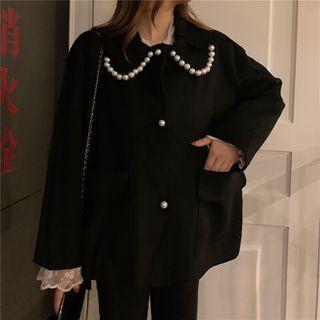 Embellished Button Jacket Black - One Size