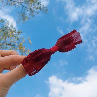 Ribbon Bow Hair Clip Wine Red - One Size