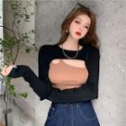 Long-sleeve Cropped T-shirt / Strappy Top