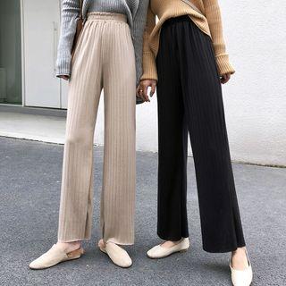 High-waist Pleated Knit Pants