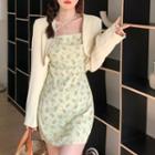 Spaghetti Strap Floral A-line Dress / Cropped Jacket