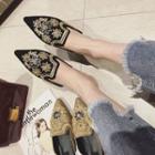 Embroidered Pointed Loafer Mules