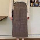 High-waist Plaid Medium Long Skirt