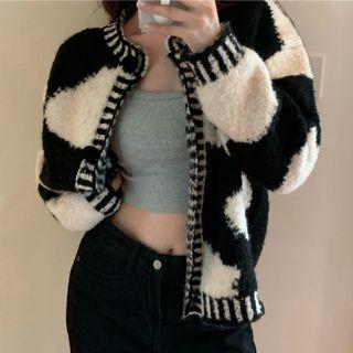 Milk Cow Print Cardigan Black & White - One Size