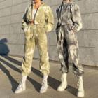 Set: Tie-dye Zip-up Hoodie+ Sweatpants