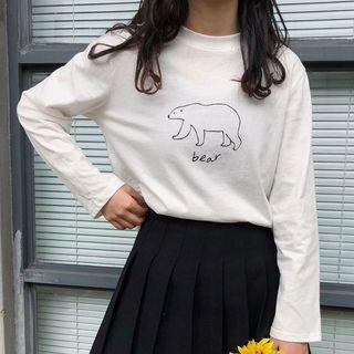 Bear Print Long-sleeved T-shirt