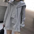 Mock Two-piece Plain Sweatshirt Gray - One Size