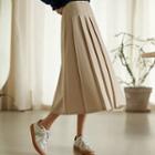 Band-waist Pintuck Long Skirt