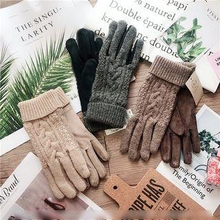 Faux Suede Knit Gloves
