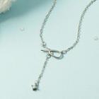 Knot Rhinestone Pendant Alloy Necklace Silver - One Size