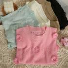 Eyelet Rosette Loose T-shirt In 5 Colors