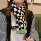 Checker Knit Scarf Black & Off-white - One Size