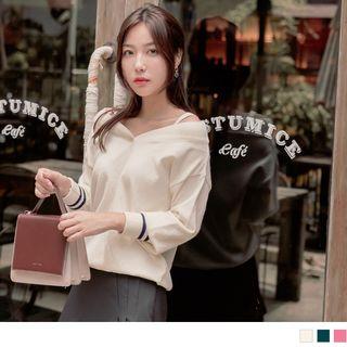 V-neck Spaghetti-strap Argyle Striped Knited Top
