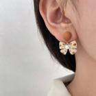 Bow Drop Earring 1 Pair - 925 Silver - Khaki - One Size