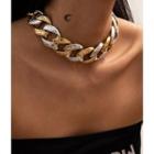 Two-tone Chunky Chain Choker 3783 - Gold & Silver - One Size