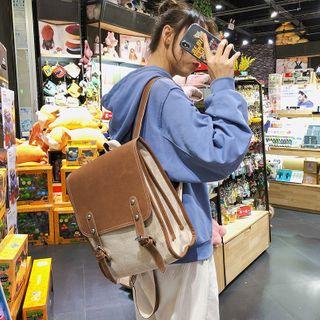 Linen Buckled Backpack