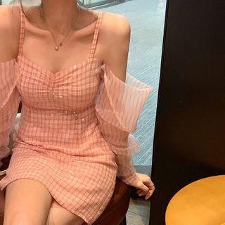 Plaid Long-sleeve Top / A-line Dress