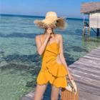 Cut-out Ruffled Swim Dress