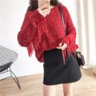 Fringed Sweater Red - One Size