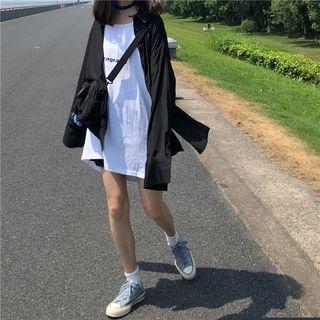 Split Hem Long Shirt Black - One Size