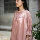 3/4-sleeve Ruffle-hem Shirt