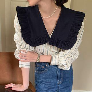 Striped Blouse Off-white - One Size
