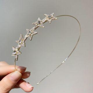 Rhinestone Star Headband 01 - 1 Pc - Gold - One Size