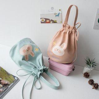 Rabbit Print Drawstring Lunch Bag