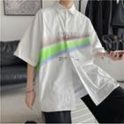 Short-sleeve Lettering Rainbow Print Shirt