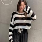 Round-neck Cropped Knit Top (2 Designs)