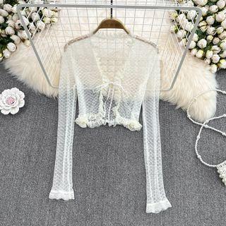 Lace Trim Sheer Lace Cardigan