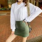 Plain Hoodie / High-waist Skirt
