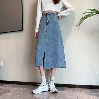 Frayed Denim Midi Dress