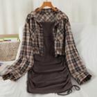 Set: Strappy Sheath Dress + Plaid Shirt