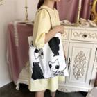 Cat Print Canvas Tote Bag White - One Size