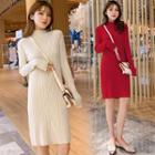 Mock Neck Knitted Sheath Dress