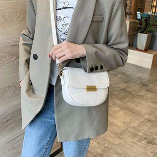 Flap Crocodile Grain Faux Leather Crossbody Bag