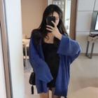 Loose-fit Open-front Cardigan Blue - One Size
