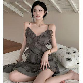 Ruffle-trim Sleeveless Maxi Dress