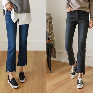 Fleece-lined Semi Boot-cut Jeans