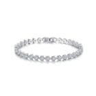 Simple And Fashion Geometric Round Cubic Zirconia Bracelet 17cm Silver - One Size