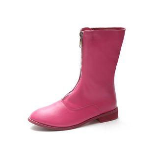 Plain Zip Mid-calf Boot