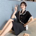 Peter Pan Collar Short Sleeve Buttoned A-line Dress