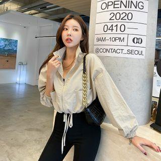 Funnel-neck Crop Zip Jacket