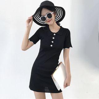 Contrast Trim Short Sleeve T-shirt Dress